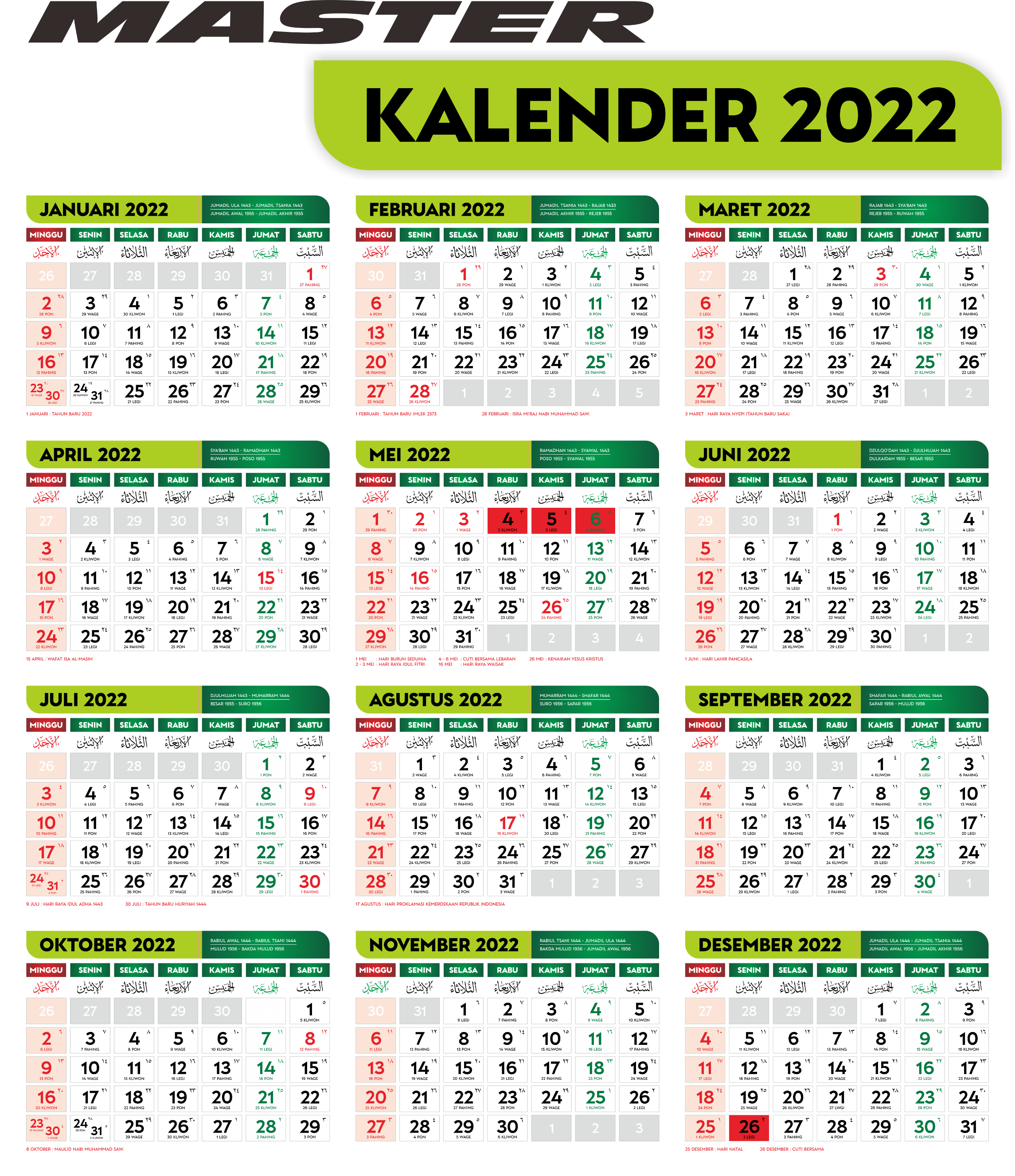 Kalender Bulan Mei 2022 - Kalender Januar